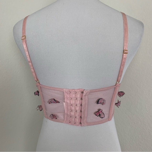 Butterfly longline Bralette Underwire Sheer Pink Size Small - Picture 4 of 14